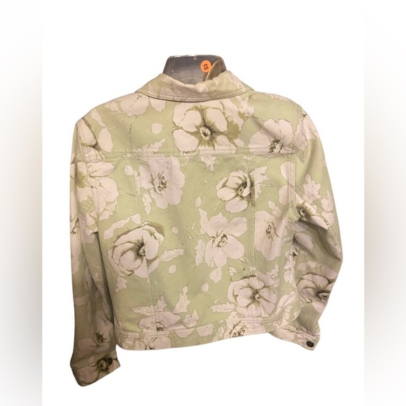 Jones Wear Sport Floral Denim Cropped Green White Jacket Women's Sz M - Picture 2 of 6